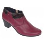 Botine dama grena din piele naturala cu toc gros si fermoar MV4GRN